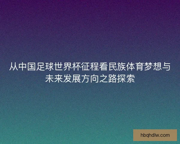 从中国足球世界杯征程看民族体育梦想与未来发展方向之路探索