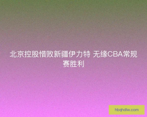 北京控股惜败新疆伊力特 无缘CBA常规赛胜利